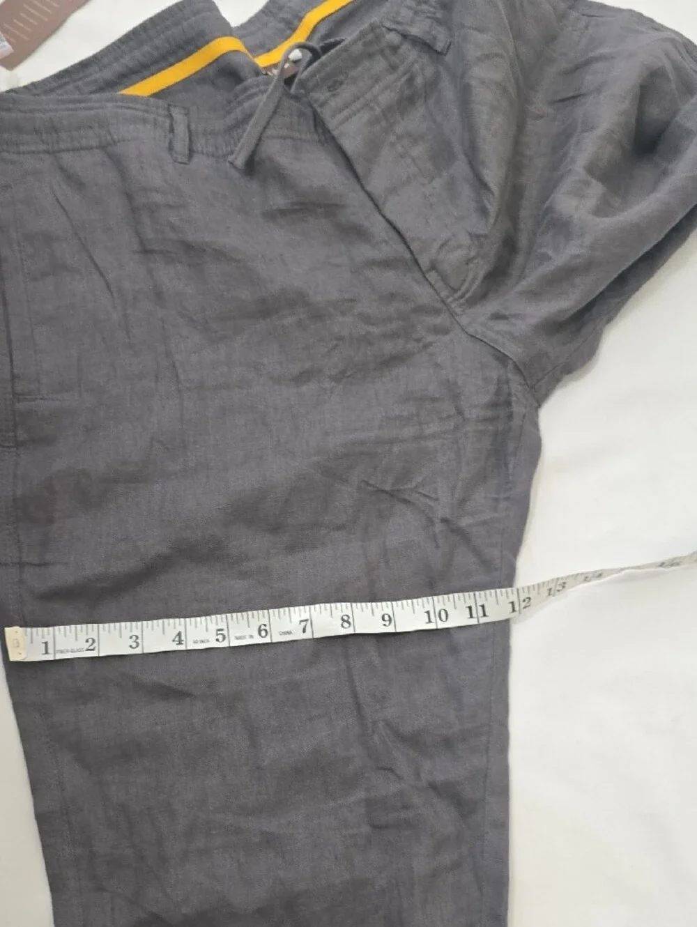 Island Importer Men's Charcoal Drawstring Linen Blend Chinos 36